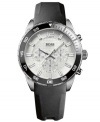 A timeless dress watch in black and silver with the sporty addition of durable rubber, by Hugo Boss.