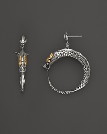 John Hardy Naga 18K Gold and Sterling Silver Dragon Earrings John Hardy Naga 18K Gold and Sterling Silver Dragon Earrings