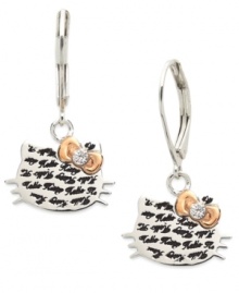 The name says it all. Hello Kitty's engraved drop earrings are set in sterling silver with the ever-present bow adding a touch that's both whimsical and stylish. Approximate drop: 1 inch. The name says it all. Hello Kitty's engraved drop earrings are set in sterling silver with the ever-present bow adding a touch that's both whimsical and stylish. Approximate drop: 1 inch.
