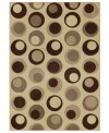 Design shouldn't be uptight--lighten up with the playful graphic feel of the Monterey rug. Mod moon shapes seem to float in space across the beige field, tailored to give your home a pleasing contemporary punch.