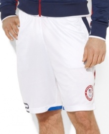 A classic-fitting athletic short is crafted from soft, silky microfiber with bold country graphics, celebrating Team USA's participation in the 2012 Olympics. A classic-fitting athletic short is crafted from soft, silky microfiber with bold country graphics, celebrating Team USA's participation in the 2012 Olympics.