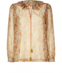 With a 1970s-inspired feel, this Paul & Joe blouse brings spring-ready style to your look - Ruffled collar, V-neck with tassel tie detail, long sleeves, relaxed silhouette, semi-sheer, all-over floral print - Style with wide leg pants, a fitted blazer, and platform pumps With a 1970s-inspired feel, this Paul & Joe blouse brings spring-ready style to your look - Ruffled collar, V-neck with tassel tie detail, long sleeves, relaxed silhouette, semi-sheer, all-over floral print - Style with wide leg pants, a fitted blazer, and platform pumps