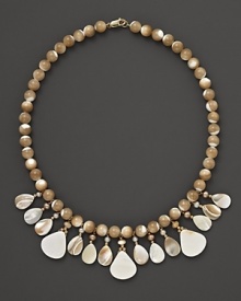 A shimmering mix of mother-of-pearl and cultured freshwater pearls. A shimmering mix of mother-of-pearl and cultured freshwater pearls.