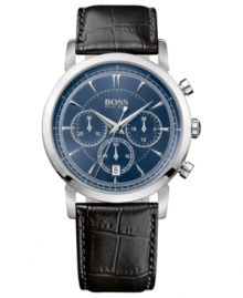 A business wardrobe essential in black and blue: a handsome dress watch from Hugo Boss. A business wardrobe essential in black and blue: a handsome dress watch from Hugo Boss.