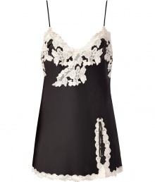 Sexy black and ivory short chemise - Turn up the heat in the boudoir with this lovely silk-blend chemise - Flattering slim straps and adorable lace detail - Perfect for quality time between the sheets Sexy black and ivory short chemise - Turn up the heat in the boudoir with this lovely silk-blend chemise - Flattering slim straps and adorable lace detail - Perfect for quality time between the sheets