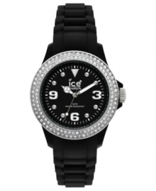 A glistening blend of silicone and Swarovski shine creates this durable yet stylish Stone-Sili collection watch from Ice-Watch. A glistening blend of silicone and Swarovski shine creates this durable yet stylish Stone-Sili collection watch from Ice-Watch.