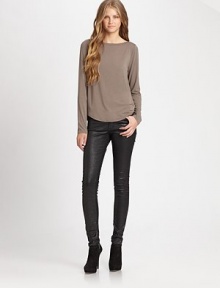 Luxe micromodal jersey finished with a hint of stretch in a chic boatneck style.Long sleevesPullover style95% micromodal/5% spandexDry cleanImportedModel shown is 5'11 (180cm) wearing US size Small. Luxe micromodal jersey finished with a hint of stretch in a chic boatneck style.Long sleevesPullover style95% micromodal/5% spandexDry cleanImportedModel shown is 5'11 (180cm) wearing US size Small.