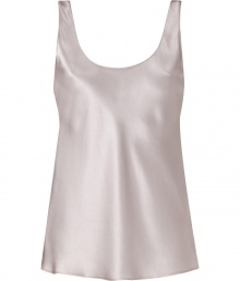 Stylish top in fine silvery grey synthetic fiber - Elegant satin sheen - Slim, tank cut widens slightly at hem - Sexy deep scoop neck and back - A go-to in any wardrobe that is as chic as it is versatile - Wear solo or layer beneath blazers or fitted denim and leather jackets - Pair with pencil skirts, maxi skirts and all jeans Stylish top in fine silvery grey synthetic fiber - Elegant satin sheen - Slim, tank cut widens slightly at hem - Sexy deep scoop neck and back - A go-to in any wardrobe that is as chic as it is versatile - Wear solo or layer beneath blazers or fitted denim and leather jackets - Pair with pencil skirts, maxi skirts and all jeans