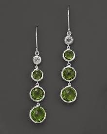 Peridots and rose cut diamonds dot sterling silver drop earrings from Ippolita. Peridots and rose cut diamonds dot sterling silver drop earrings from Ippolita.
