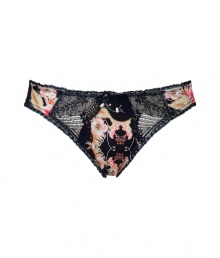 Turn up the heat in these ultra-luxe tropical print briefs from Elle MacPherson Intimates - Scalloped black lace paneling, thin waistband, wide side garters, front bow detail - Perfect under virtually any outfit or paired with a matching bra for stylish lounging Turn up the heat in these ultra-luxe tropical print briefs from Elle MacPherson Intimates - Scalloped black lace paneling, thin waistband, wide side garters, front bow detail - Perfect under virtually any outfit or paired with a matching bra for stylish lounging