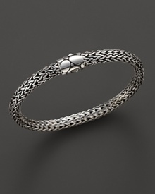 Small sterling woven chain bracelet with Kali motif clasp, designed by John Hardy. Small sterling woven chain bracelet with Kali motif clasp, designed by John Hardy.