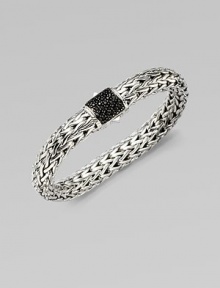 From the Chain Collection. A pretty, woven chain accented with black sapphire adorned clasp. Black sapphiresSterling silverPush clasp closureLength, about 7¾Imported From the Chain Collection. A pretty, woven chain accented with black sapphire adorned clasp. Black sapphiresSterling silverPush clasp closureLength, about 7¾Imported