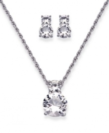 Let your impeccable taste shine bright. This pendant and earring set from Swarovski features stunning faceted crystals set in silver-plated mixed metal. Approximate necklace length: 18 inches. Approximate necklace drop: 1/2 inch. Approximate earring drop: 1/2 inch. Let your impeccable taste shine bright. This pendant and earring set from Swarovski features stunning faceted crystals set in silver-plated mixed metal. Approximate necklace length: 18 inches. Approximate necklace drop: 1/2 inch. Approximate earring drop: 1/2 inch.