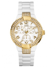 A splashy touch of glam goes with everything: add this chic watch from GUESS to your collection.