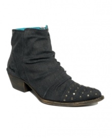Turn on some tough girl charm. The Lady booties by Blowfish feature ruching on the shaft and brad detailing on the pointed toe. Turn on some tough girl charm. The Lady booties by Blowfish feature ruching on the shaft and brad detailing on the pointed toe.