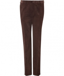 Channel the sophisticated side of the 1970s in these luxe corduroy trousers from Etro - Flat front, belt loops, off-seam pockets, back welt pockets with buttons, creasing at legs - Style with a matching blazer, a printed button down, and suede ankle boots Channel the sophisticated side of the 1970s in these luxe corduroy trousers from Etro - Flat front, belt loops, off-seam pockets, back welt pockets with buttons, creasing at legs - Style with a matching blazer, a printed button down, and suede ankle boots