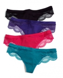 Lace you'll love and smoothness that won't show through pants. The Double Drama thong by B.Tempt'd by Wacoal. Style #942109 Lace you'll love and smoothness that won't show through pants. The Double Drama thong by B.Tempt'd by Wacoal. Style #942109