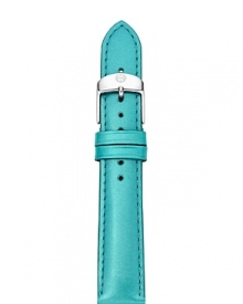 Tropical hues are big news this season, and this aqua leather watch strap from Michele is an easy way to take the trend to your jewelry box. Tropical hues are big news this season, and this aqua leather watch strap from Michele is an easy way to take the trend to your jewelry box.