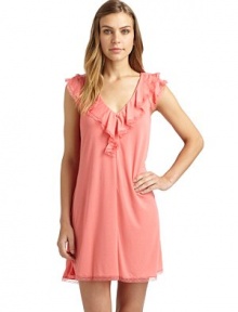 THE LOOKV-neckCascading ruffled neckline with lace trimTiered flutter sleeves with lace trimLace hemTHE FITAbout 35 from shoulder to hemTHE MATERIALPolyester/rayonCARE & ORIGINMachine washImportedModel shown is 5'9 (175cm) wearing US size Small. THE LOOKV-neckCascading ruffled neckline with lace trimTiered flutter sleeves with lace trimLace hemTHE FITAbout 35 from shoulder to hemTHE MATERIALPolyester/rayonCARE & ORIGINMachine washImportedModel shown is 5'9 (175cm) wearing US size Small.