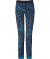 Bring bold ladylike style to your day or night look with these lace-print pants from Emilio Pucci - Contrasting waistband, flat front, single back welt pocket with button, straight leg, all-over lace print - Wear with a silk blouse, platform pumps, and an oversized shoulder bag