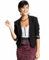 So fresh: lattice cutouts add rocker style to this one-of-a-kind blazer from Material Girl.