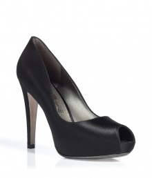 Classic black satin peep-toe platform pumps - These sophisticated platform pumps are sexy and stylish - Versatile and luxurious, these shoes are a must for every wardrobe - Pair with a pencil skirt and a tailored blouse for updated office chic - Try with a color block mini-dress and a boyfriend blazer Classic black satin peep-toe platform pumps - These sophisticated platform pumps are sexy and stylish - Versatile and luxurious, these shoes are a must for every wardrobe - Pair with a pencil skirt and a tailored blouse for updated office chic - Try with a color block mini-dress and a boyfriend blazer