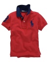 Essential cotton mesh polo, finished with an embroidered Big Pony and a twill player's 3 for preppy in-the-game style.