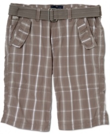 Redefine your warm-weather wardrobe with the streetwise styling of these plaid shorts from Buffalo David Bitton. Redefine your warm-weather wardrobe with the streetwise styling of these plaid shorts from Buffalo David Bitton.