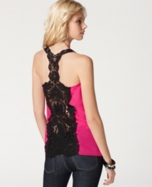 This vibrant racerback tank top from Buffalo Jeans combines a sporty silhouette with bohemian-inspired details. Lace at the back adds a handmade vibe, while the body-skimming fit makes it a perfect match with jeans or maxi skirts. This vibrant racerback tank top from Buffalo Jeans combines a sporty silhouette with bohemian-inspired details. Lace at the back adds a handmade vibe, while the body-skimming fit makes it a perfect match with jeans or maxi skirts.