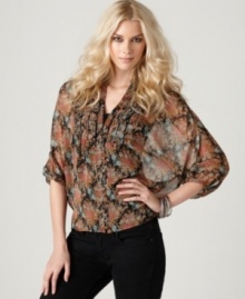 Embody bohemian cool in this Buffalo Jeans blouse, complete with a vintage-inspired print and a loose, romantic fit. Pair it with a cami and jeans for a chic everyday ensemble. Embody bohemian cool in this Buffalo Jeans blouse, complete with a vintage-inspired print and a loose, romantic fit. Pair it with a cami and jeans for a chic everyday ensemble.