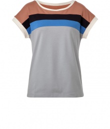Work a cool colorblock into your edgy Downtown look with Marc by Marc Jacobs bold striped top - Wide neckline, dolman short sleeves, cream trim - Loosely fitted - Wear with skinnies, flats and a crossbody bag Work a cool colorblock into your edgy Downtown look with Marc by Marc Jacobs bold striped top - Wide neckline, dolman short sleeves, cream trim - Loosely fitted - Wear with skinnies, flats and a crossbody bag
