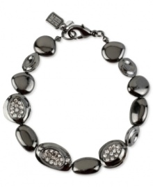 An elegant addition. This bracelet from Robert Lee Morris, crafted from hematite-tone mixed metal, dazzles with glass pave crystal accents adding a lustrous touch. Approximate length: 7-1/2 inches. An elegant addition. This bracelet from Robert Lee Morris, crafted from hematite-tone mixed metal, dazzles with glass pave crystal accents adding a lustrous touch. Approximate length: 7-1/2 inches.