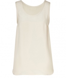 Sleeveless and stylish bright silk top - Classic cut in a beautiful, basic white - Slim, slightly flared silhouette - Round neck and moderately wide straps - Back cut slightly longer than front for movement - Pair with leather leggings, boyfriend blazer and platform boots Sleeveless and stylish bright silk top - Classic cut in a beautiful, basic white - Slim, slightly flared silhouette - Round neck and moderately wide straps - Back cut slightly longer than front for movement - Pair with leather leggings, boyfriend blazer and platform boots