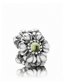 Birthstone accents add a personal touch to PANDORA's floral charm. Birthstone accents add a personal touch to PANDORA's floral charm.