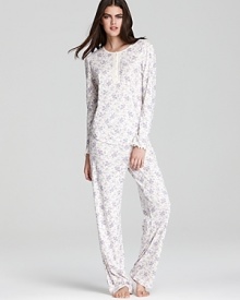 A sweet floral print, textured ribbing and lettuce edges give Lauren Ralph Lauren's pajama set shabby-chic appeal. A sweet floral print, textured ribbing and lettuce edges give Lauren Ralph Lauren's pajama set shabby-chic appeal.