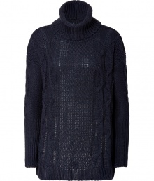With its oversized fit and timeless classic cable knit, Closeds india ink-tinted turtleneck pullover is a super soft essential - Turtleneck, long sleeves, ribbed trim, contrast knit throughout, relaxed fit - Team with color-pop trousers and slipper-style loafers for preppy-chic days With its oversized fit and timeless classic cable knit, Closeds india ink-tinted turtleneck pullover is a super soft essential - Turtleneck, long sleeves, ribbed trim, contrast knit throughout, relaxed fit - Team with color-pop trousers and slipper-style loafers for preppy-chic days