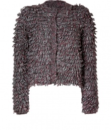 Inject a modern edge into your lady-chic looks with See by Chlo?s futuristic textural knit cardigan - Round neckline, long sleeves, hidden front snap closures - Cropped, slim fit - Wear with high-waisted separates and statement high-heel booties Inject a modern edge into your lady-chic looks with See by Chlo?s futuristic textural knit cardigan - Round neckline, long sleeves, hidden front snap closures - Cropped, slim fit - Wear with high-waisted separates and statement high-heel booties