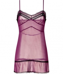 Sultry bordeaux stretch chiffon slip with crochet lace trim from Kiki de Montparnasse - Turn up the heat in this feminine chiffon slip - Delicate chiffon with sweet lace trim - Perfect under a sheer dress or on its own in the bedroom Sultry bordeaux stretch chiffon slip with crochet lace trim from Kiki de Montparnasse - Turn up the heat in this feminine chiffon slip - Delicate chiffon with sweet lace trim - Perfect under a sheer dress or on its own in the bedroom