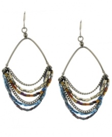 Chic chandeliers! Kenneth Cole New York lends a modern edge to chandelier earrings with a stylish swag silhouette. Embellished with multicolored bugle bead strands, they're made in hematite tone mixed metal. Approximate drop: 2 inches. Chic chandeliers! Kenneth Cole New York lends a modern edge to chandelier earrings with a stylish swag silhouette. Embellished with multicolored bugle bead strands, they're made in hematite tone mixed metal. Approximate drop: 2 inches.