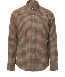 Easy, understated and classically cool, Polo Ralph Laurens plaid button-down is a must in any modern wardrobe - Small button-down collar, long sleeves, buttoned cuffs, front button placket, embroidered polo logo, shirttail hemline, allover print, new slim cut is more fitted through chest and torso - Dress up with suit trousers and a blazer, or go for a more casual look with jeans and a pullover Easy, understated and classically cool, Polo Ralph Laurens plaid button-down is a must in any modern wardrobe - Small button-down collar, long sleeves, buttoned cuffs, front button placket, embroidered polo logo, shirttail hemline, allover print, new slim cut is more fitted through chest and torso - Dress up with suit trousers and a blazer, or go for a more casual look with jeans and a pullover