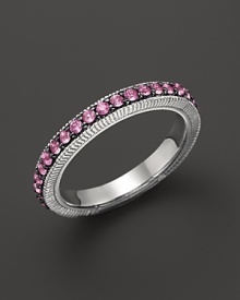 Sparkling sapphires decorative a sterling silver band ring from Judith Ripka. Sparkling sapphires decorative a sterling silver band ring from Judith Ripka.