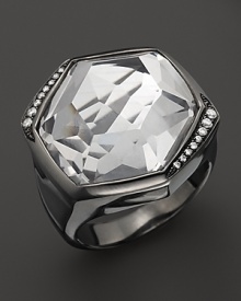 Ippolita Wicked Black Rhodium Sterling Silver Large Stone Ring in Clear Quartz with Diamonds Ippolita Wicked Black Rhodium Sterling Silver Large Stone Ring in Clear Quartz with Diamonds