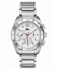 Be bold with Lacoste: this classic steel watch is built with chronograph tech for all-day precision. Be bold with Lacoste: this classic steel watch is built with chronograph tech for all-day precision.