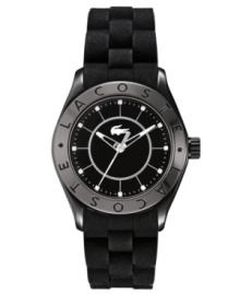 An elegant take on the classic sport watch, this Biarritz collection timepiece from Lacoste features blacked out intrigue. An elegant take on the classic sport watch, this Biarritz collection timepiece from Lacoste features blacked out intrigue.