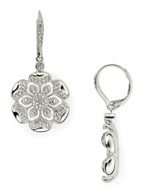 Nadri's drop earrings glitter with pretty pave flowers. These dainty danglers add the finishing touch to dressy looks. Nadri's drop earrings glitter with pretty pave flowers. These dainty danglers add the finishing touch to dressy looks.
