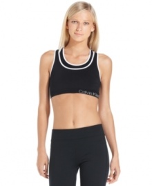 Calvin Klein Performance offers an essential sports bra with a snug, comfortable fit. With a chic layered-look, it's smart enough to wear with just yoga pants! Calvin Klein Performance offers an essential sports bra with a snug, comfortable fit. With a chic layered-look, it's smart enough to wear with just yoga pants!