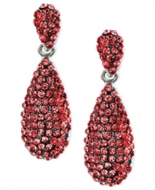 Look wonderful in red. These teardrop earrings from 2028 are crafted from silver-tone mixed metal with siam-colored glass stones adding a sparkling touch. Approximate drop: 1 inch. Look wonderful in red. These teardrop earrings from 2028 are crafted from silver-tone mixed metal with siam-colored glass stones adding a sparkling touch. Approximate drop: 1 inch.