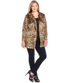 Answer the call of the wild with Calvin Klein's plus size jacket, broadcasting an animal-print!