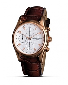 With the introduction of the Runabout collection, Frédérique Constant has once again delivered on its promise of providing an outstanding, but accessible, luxurious timepiece, drawing on a rich heritage of tradition while remaining resolutely contemporary. Automatic Chrono calibre: Hours, Minutes, Seconds, Date and Chronograph. Made in Geneva, Switzerland. With the introduction of the Runabout collection, Frédérique Constant has once again delivered on its promise of providing an outstanding, but accessible, luxurious timepiece, drawing on a rich heritage of tradition while remaining resolutely contemporary. Automatic Chrono calibre: Hours, Minutes, Seconds, Date and Chronograph. Made in Geneva, Switzerland.