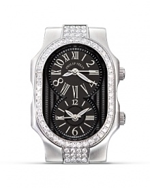 Interchangeable signature watch head from Philip Stein, featuring black dial and dual quartz movement. Interchangeable signature watch head from Philip Stein, featuring black dial and dual quartz movement.